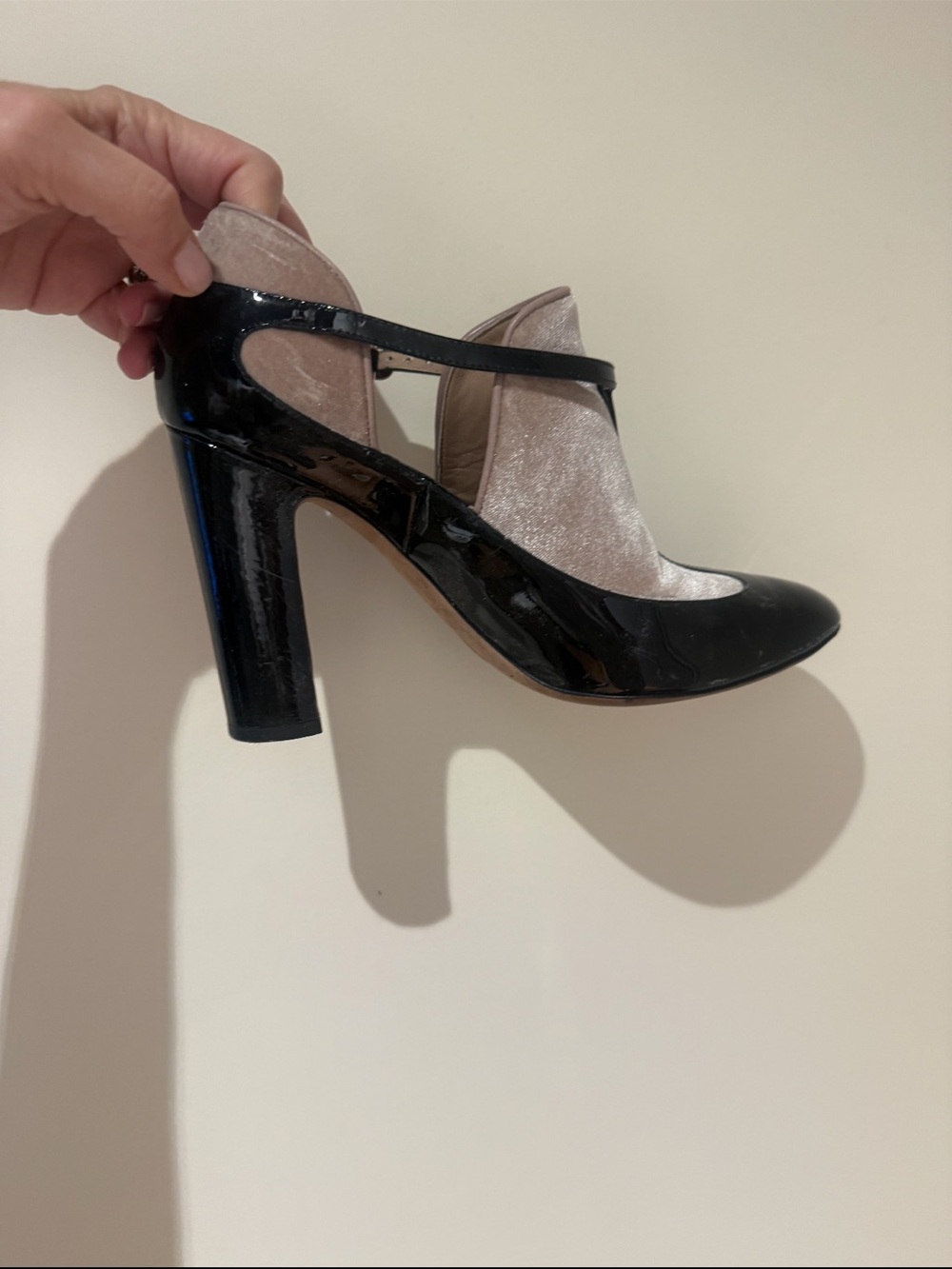 Valentino Black Patent Mary Jane Block Heel Pumps